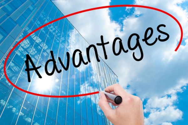 advantages written on virtual board against a building and clouds background depicting automatic oil delivery